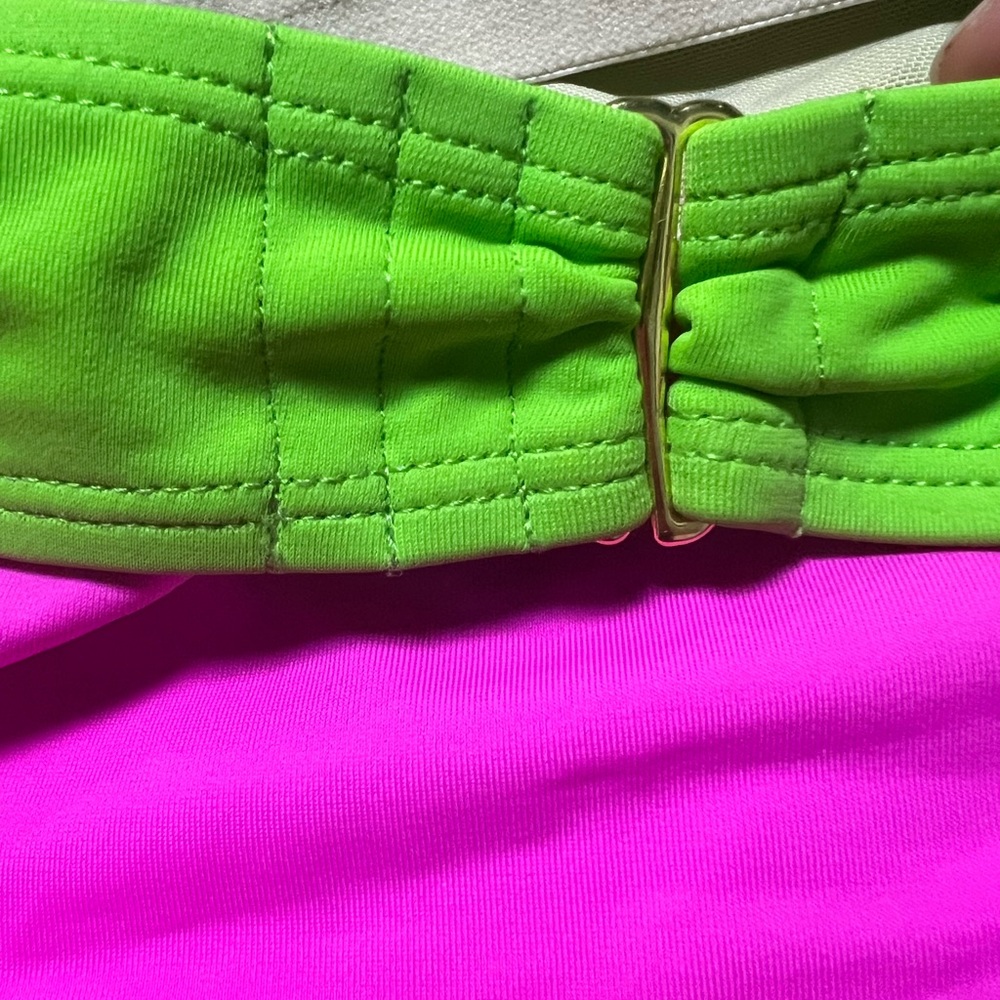 Swimsuits for All , size 12 lime hot pink and bright blue color block swimsuit - Picture 7 of 13